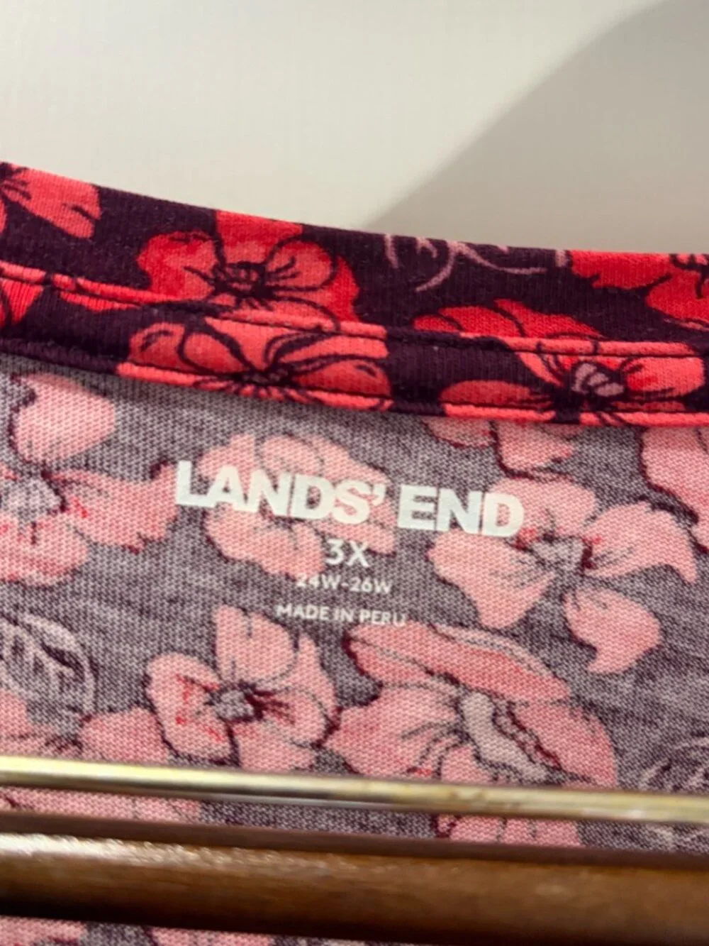 Lands' End Women's 3/4-Sleeve Knit Tunic Top Floral Size 3X - Picture 3 of 7